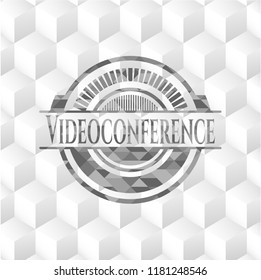 Videoconference grey emblem with cube white background