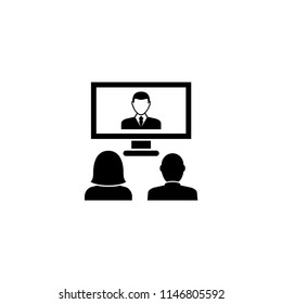 Videoconference, Online Presentation. Flat Vector Icon illustration. Simple black symbol on white background. Videoconference, Online Presentation sign design template for web and mobile UI element