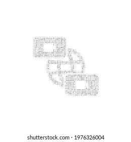 The videoconference symbol filled with black dots. Pointillism style. Vector illustration on white background