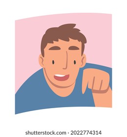 Videoconference and Web Meeting with Bearded Man Character Engaged in Online Communication in Real Time Vector Illustration