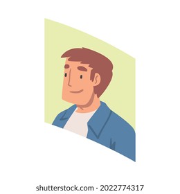 Videoconferencia y encuentro web con personaje masculino barbudo involucrado en comunicación en línea en ilustración vectorial en tiempo real