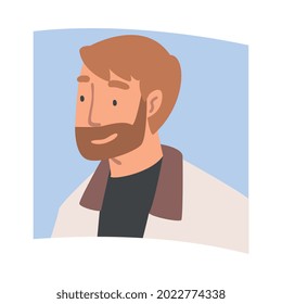 Videoconference and Web Meeting with Bearded Man Character Engaged in Online Communication in Real Time Vector Illustration