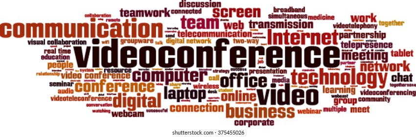 Videoconference word cloud concept. Vector illustration