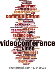 Videoconference word cloud concept. Vector illustration