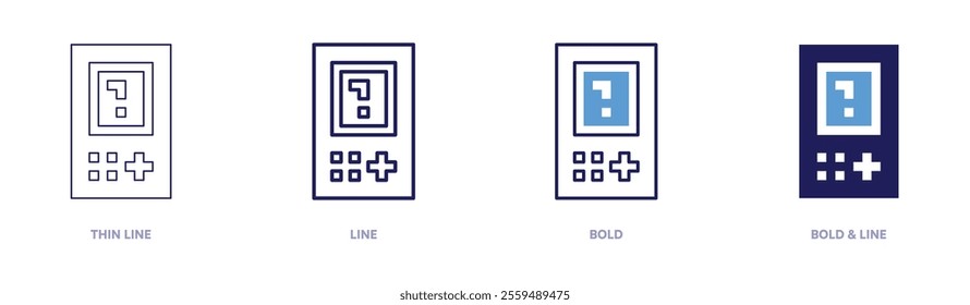 Videoconsole icon in 4 different styles. Thin Line, Line, Bold, and Bold Line. Duotone style. Editable stroke.