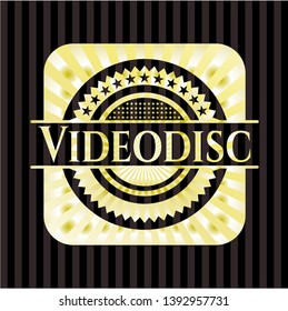 Videodisc gold emblem or badge. Vector Illustration. Detailed.