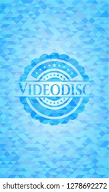 VideodiscVideodisc sky blue emblem with triangle mosaic background realistic sky blue mosaic emblem