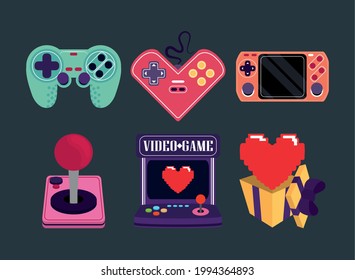 videogame arcade control retro set