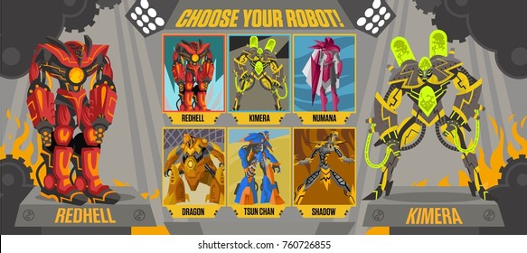 videogame choose robot screen