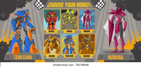 videogame choose robot screen