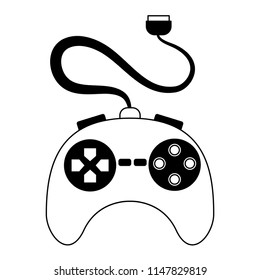 Videogame console gamepad in black and white