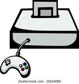videogame console with gaming cartridge and controller