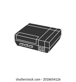 Videogame Console Icon Silhouette Illustration. Retro Gamer Vector Graphic Pictogram Symbol Clip Art. Doodle Sketch Black Sign.