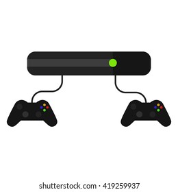 Videogame console with joysticks isolated on white. Vector game pad icon in flat style.