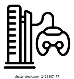 Videogame controller icon outline vector. Gaming accessory. Gamer joystick console