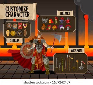 Videogame Customize Character Screen