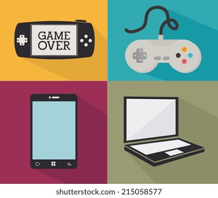 Videogame  design over colorful background, vector illustration