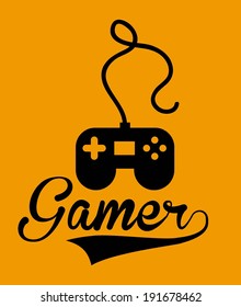Videogame design over orange background, vector illustration