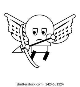 Videogame enemy character with wings and arch cartoon vector illustration graphic design