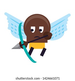 Videogame enemy character with wings and arch cartoon vector illustration graphic design