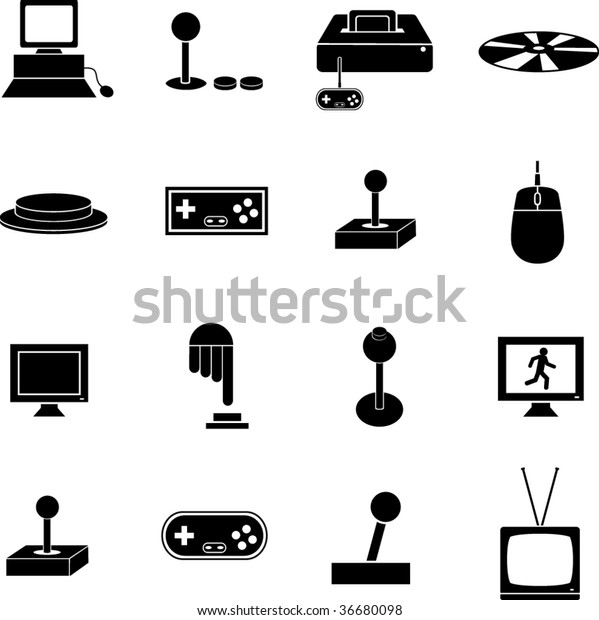 Videogame Gaming Symbols Set Stock Vector (Royalty Free) 36680098