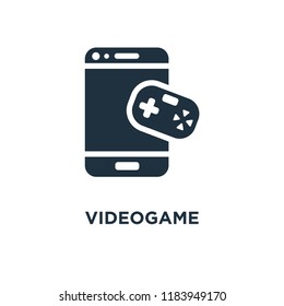 Videogame icon. Black filled vector illustration. Videogame symbol on white background. Can be used in web and mobile.