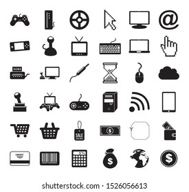 Videogame icon set design, game play leisure gaming technology entertainment digital and joy theme Vector illustration