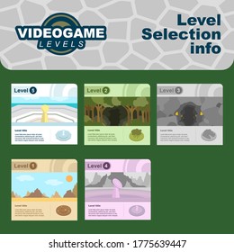 Videogame levels information screen template