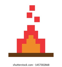 Videogame pixelated bonfire isolated symbol vector illustration graphic design