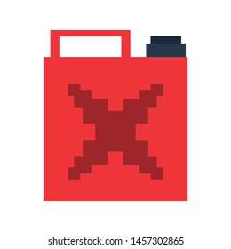 Videogame pixelated fuel can isolated symbol vector illustration graphic design