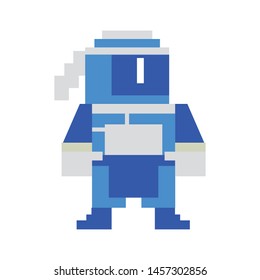 Videogame pixelated ninja character symbol vector illustration graphic design