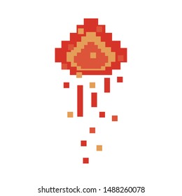 videogame pixelated retro art digital entertainment, fire ball isolated cartoon vector illustration graphic design