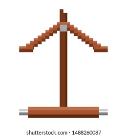 videogame pixelated retro art digital entertainment, wooden obstacle isolated cartoon vector illustration graphic design