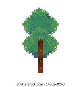 videogame pixelated retro art digital entertainment, tree isolated cartoon vector illustration graphic design