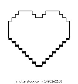 videogame pixelated retro art digital entertainment, heart isolated cartoon vector illustration graphic design