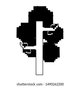 videogame pixelated retro art digital entertainment, tree isolated cartoon vector illustration graphic design