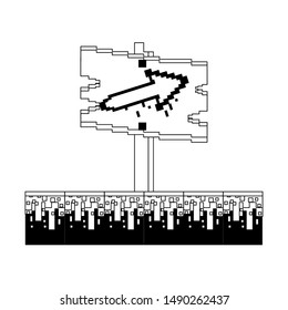 videogame pixelated retro art digital entertainment, wooden arrow direction sign cartoon vector illustration graphic design