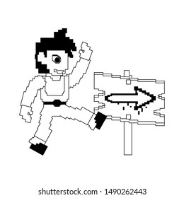 videogame pixelated retro art digital entertainment, arcade character play mode cartoon vector illustration graphic design