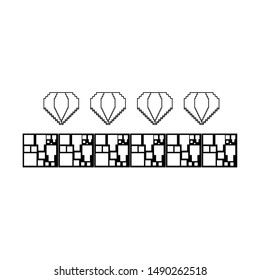videogame pixelated retro art digital entertainment, diamonds isolated cartoon vector illustration graphic design
