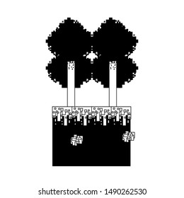 videogame pixelated retro art digital entertainment, trees isolated cartoon vector illustration graphic design