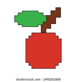 videogame pixelated retro art digital entertainment, cherry isolated cartoon vector illustration graphic design