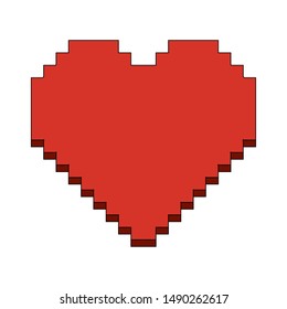 videogame pixelated retro art digital entertainment, heart isolated cartoon vector illustration graphic design