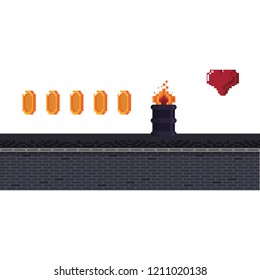 Videogame pixelated urban scenery