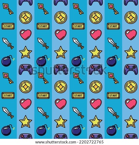 Videogame seamless pattern background with bombs and swords icons Vector