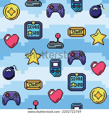 Videogame seamless pattern background with joysticks icons Vector