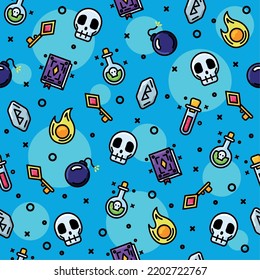 Videospiel nahtlose Muster-Hintergrund mit Tränen und Schädelicons Vektorgrafik