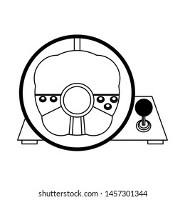 Videogame steering wheel console controller isolated vector illustration graphic design