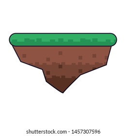 Videogame terrain with grass isolated cartoon vector illustration graphic design