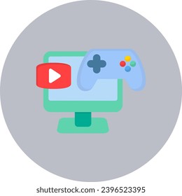 Videogame Vector Icon Flat Circle Style