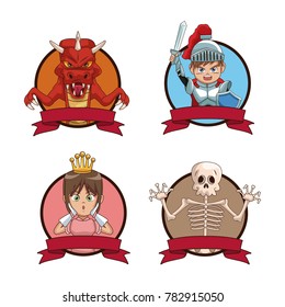 Videogames characters cartoons icons set